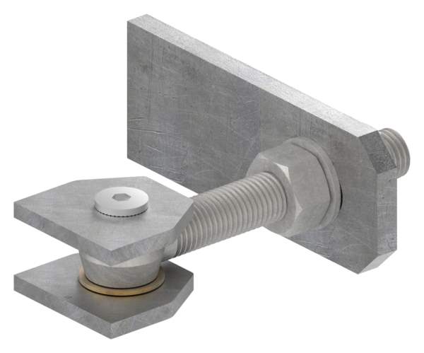 Gate hinge M24 | adjustable | slotted hole lug | steel (raw) S235JR