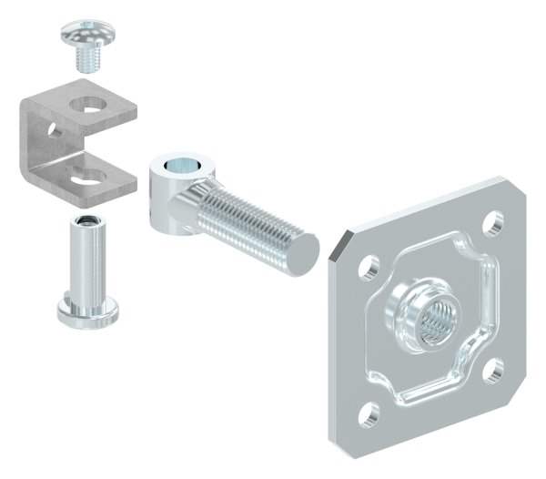 Gate hinge M20 | adjustable | with mounting plate | steel (raw) S235JR