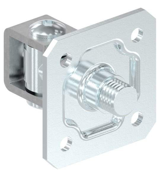 Gate hinge M24 | adjustable | with mounting plate | steel (raw) S235JR