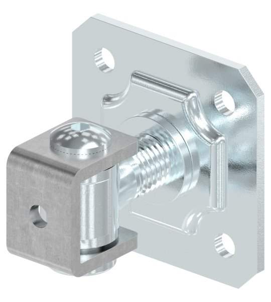 Gate hinge M24 | adjustable | with mounting plate | steel (raw) S235JR