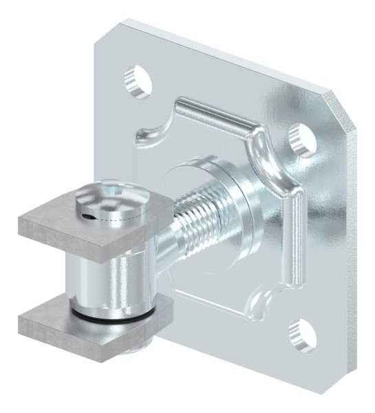 Gate hinge M18 | adjustable | with mounting plate | steel (raw) S235JR
