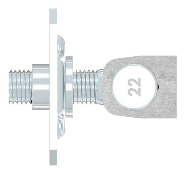 Gate hinge M22 | adjustable | with mounting plate | steel (raw) S235JR