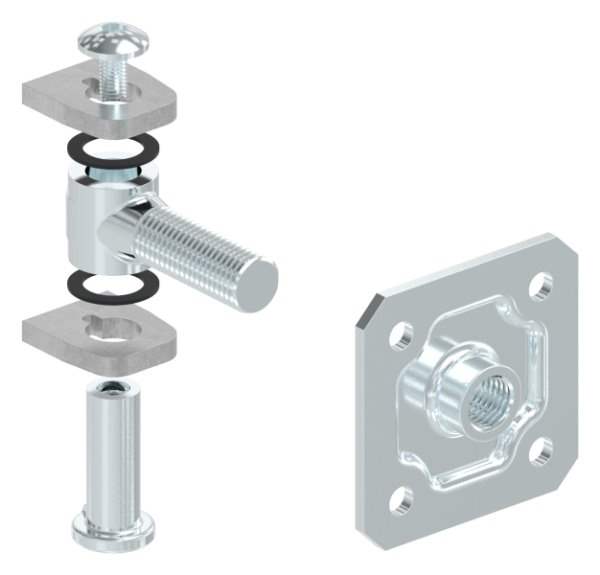 Gate hinge M22 | adjustable | with mounting plate | steel (raw) S235JR