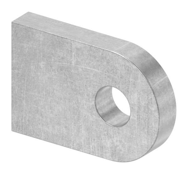 Weld-on plate | Dimensions: 30x20x5 mm | Round hole: Ø 7 mm | Steel (raw) S235JR