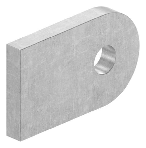 Weld-on plate | Dimensions: 50x30x6 mm | Round hole: Ø 9 mm | Steel (raw) S235JR