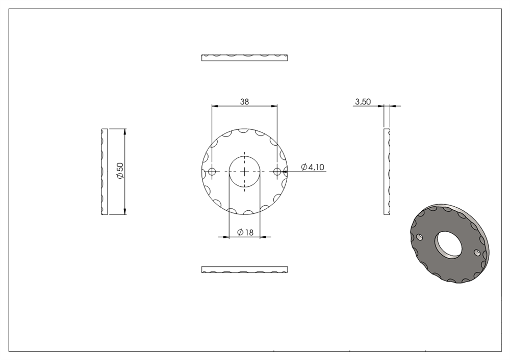 Handle rosette | Dimensions: Ø 50 mm | Steel (raw) S235JR