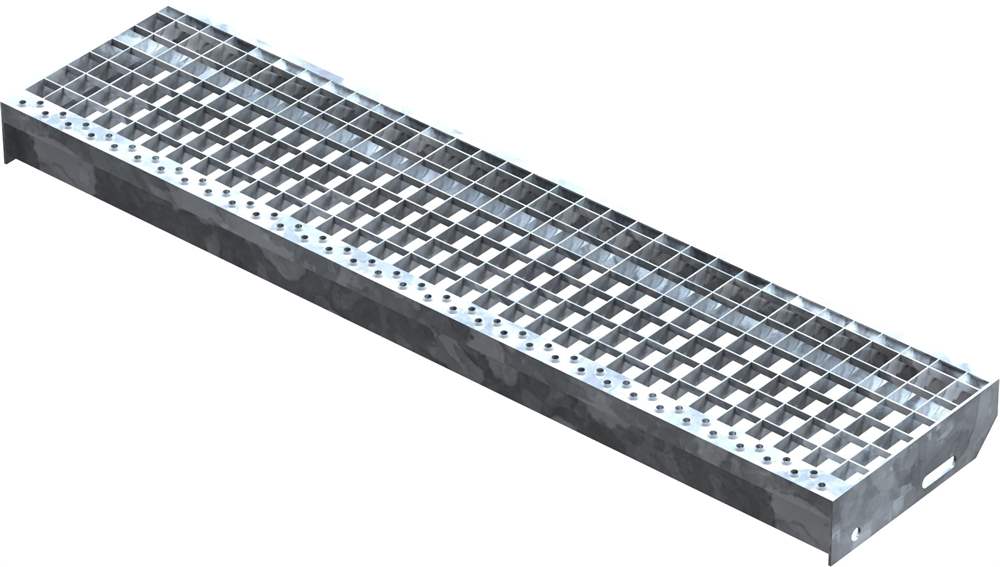 Grating step Stair tread | Dimensions: 1000x240 mm 30/30 mm | S235JR (St37-2), hot-dip galvanized in full bath