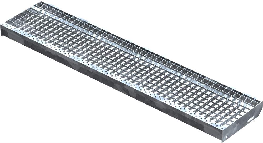 Grating step Stair tread | Dimensions: 1400x305 mm 30/30 mm | S235JR (St37-2), hot-dip galvanized in full bath