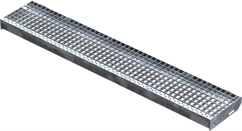 Grating step Stair tread | Dimensions: 1500x270 mm 30/30 mm | S235JR (St37-2), hot-dip galvanized in full bath