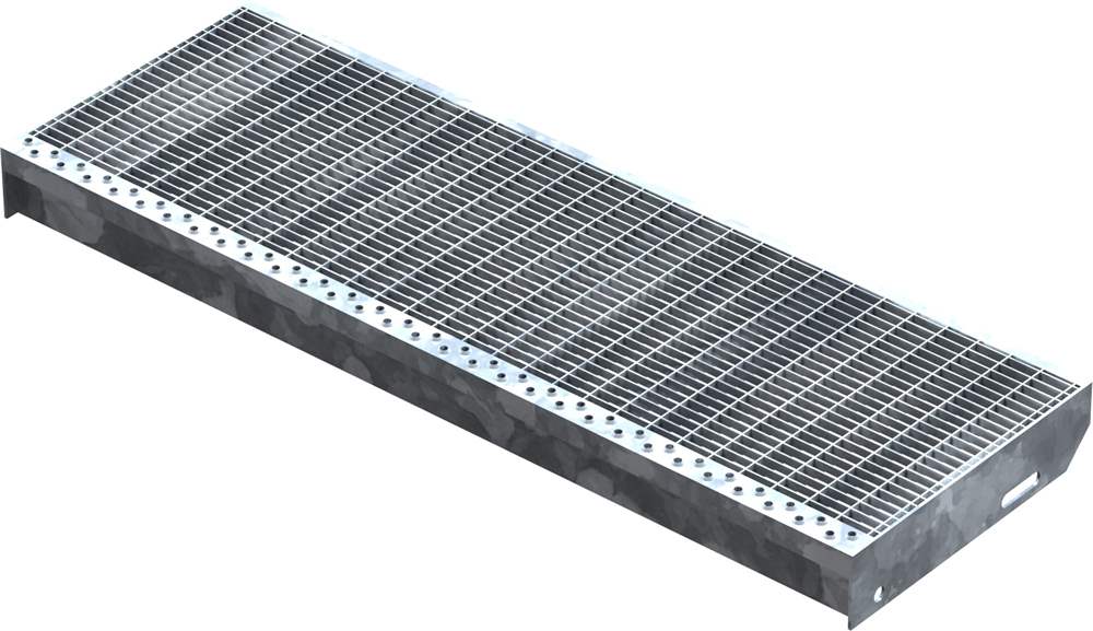 Grating step Stair tread | Dimensions: 900x305 mm 30/10 mm | S235JR (St37-2), hot-dip galvanized in full bath