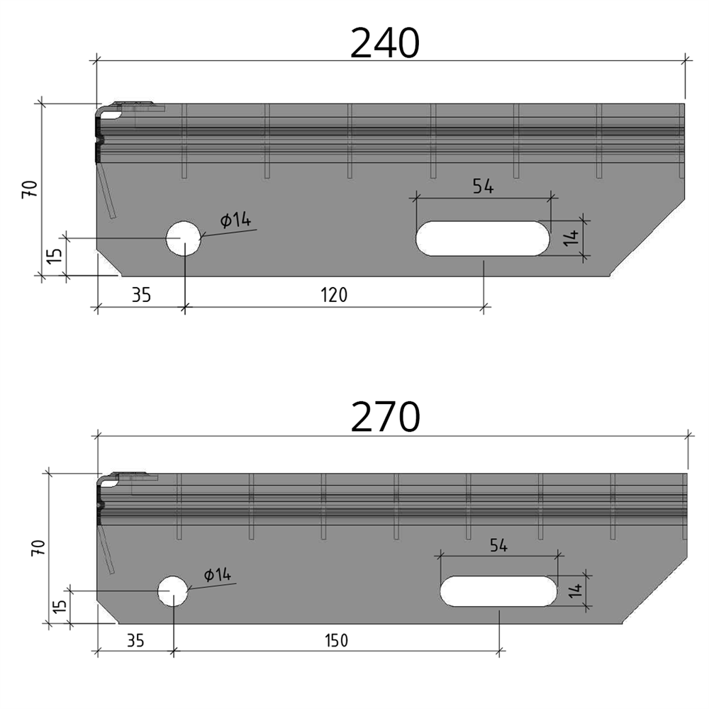 Grating step Stair tread | Dimensions: 1000x270 mm 30/10 mm | S235JR (St37-2), hot-dip galvanized in full bath