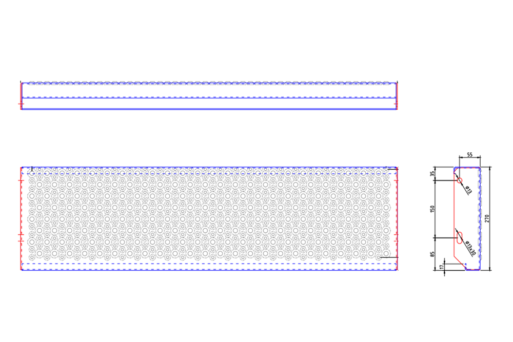Sheet metal profile step | Type N | Dimensions: 600-120 x 240-300 mm | S235JR, hot-dip galvanised in a full bath