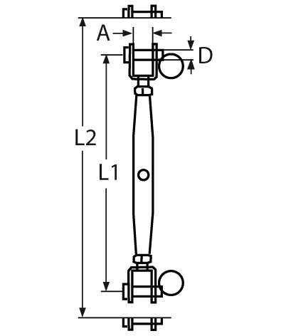 Shroud tensioner | Fork-fork | Fork width: 5.5 mm - 20 mm | V4A
