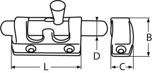 Sliding bolt | width: 30 mm - 38 mm | V4A