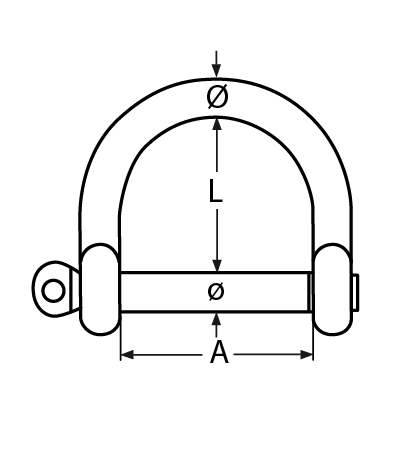Round shackle | wide | inner length: 20 mm - 66 mm | V4A