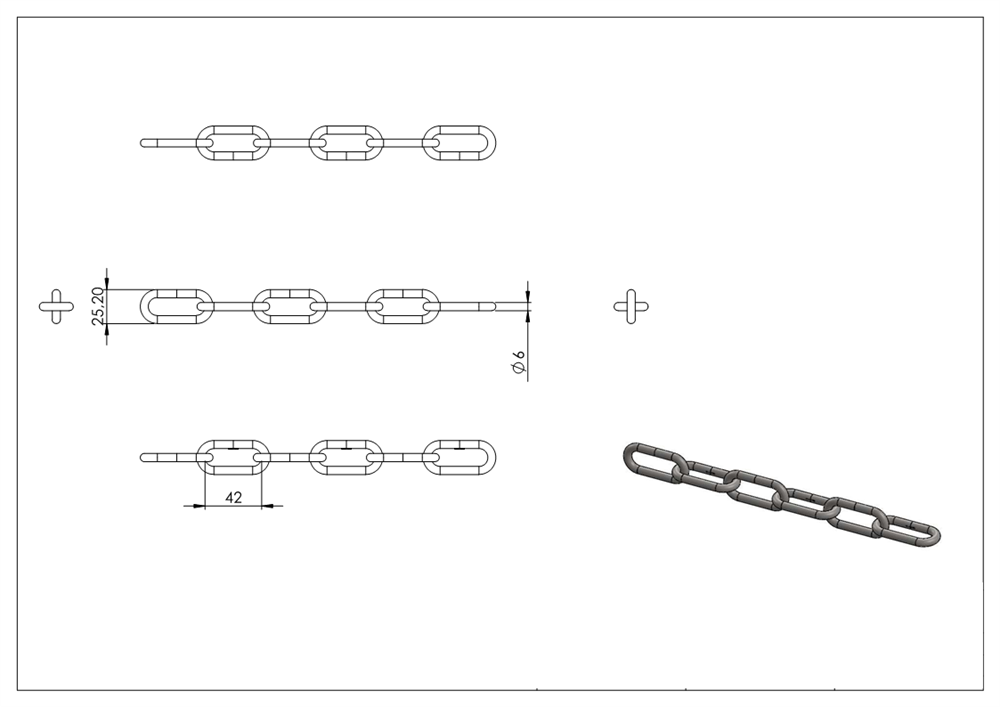 VA chain DIN 763, Ø 6mm