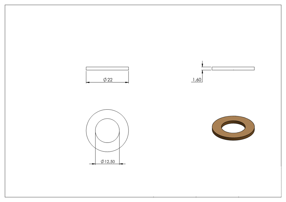 Brass washer from gate hinge 30.3503.8