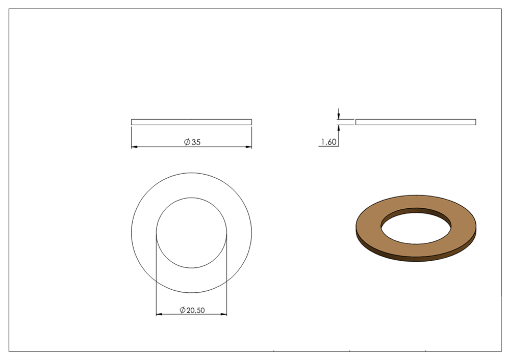 Brass washer from gate hinge 30.3507.8