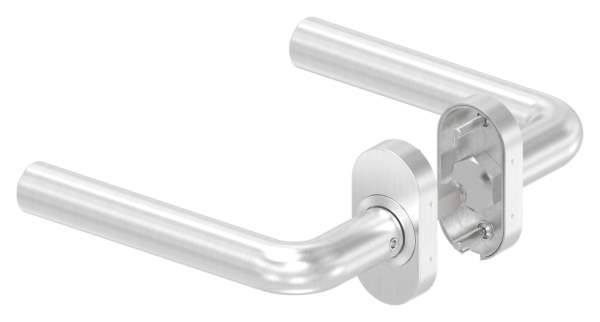 Pair of lever handles, one handle fixed, V2A