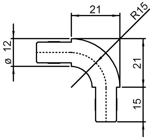 90° connector for pipe 12.0 x 1.5mm