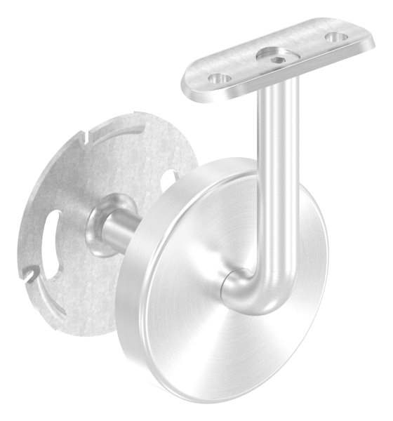 Handrail bracket with retaining plate and cover rosette