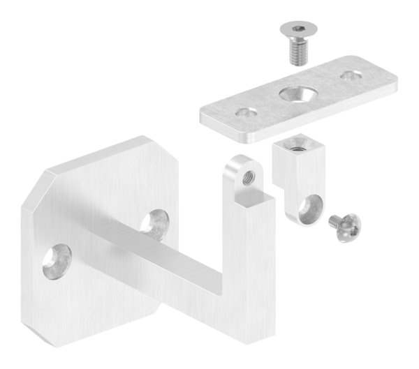 Handrail bracket angular with straight retaining plate
