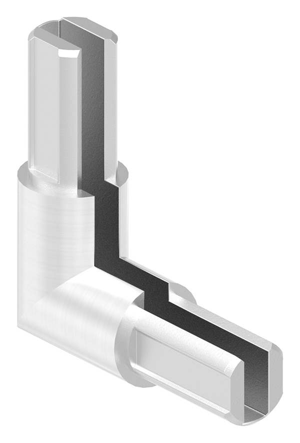 Corner connector for clamping profile 18 x 1.25 mm