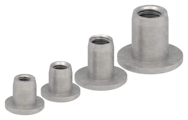Sleeve nut with flat head and ISK, M6, V2A