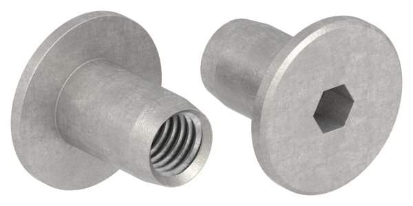 Sleeve nut with flat head and ISK, M8, V2A