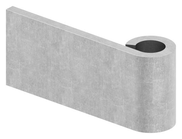 Weld-on strap for door hinge to screw through Ø 13mm, length 80mm